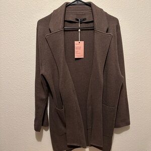 Quince brown knitted sweater style blazer, NWT